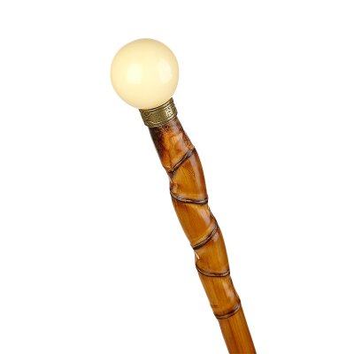 Spazier- und exklusiv Stock Knauf weiß auf Bambus 96 cm